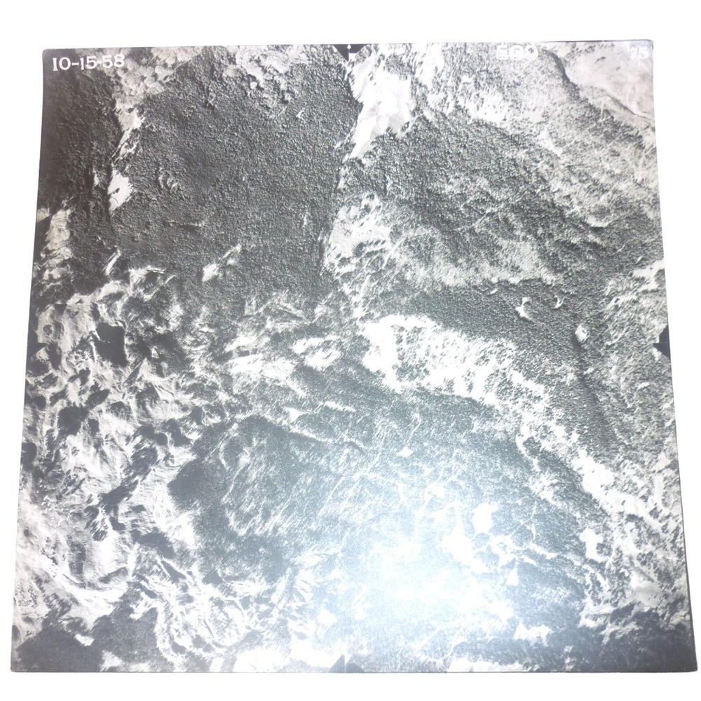 Vintage 1958 Aerial Photograph Mountainous Terrain Topography B&W Print 9x9